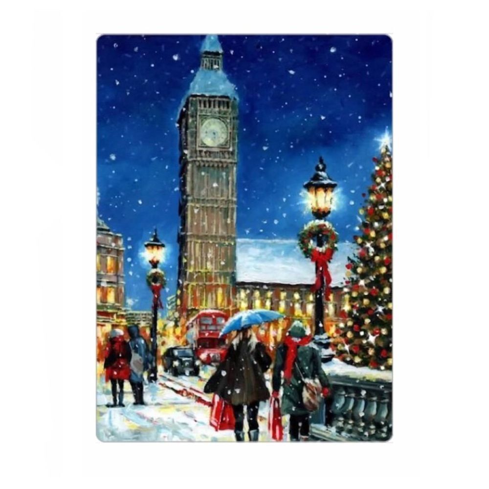 London Christmas Scene Holiday Art Magnet